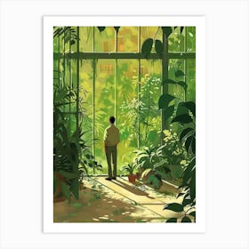 Man In A Greenhouse Art Print