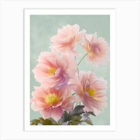 Dahlia Flowers Acrylic Painting In Pastel Colours 2 Art Print