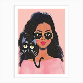 Girl With Cat 2 Art Print