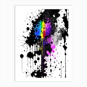 Rainbow Paint Splatter Art Print