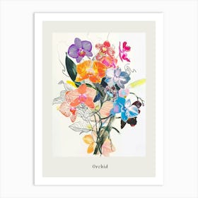 Orchid 3 Collage Flower Bouquet Poster Art Print