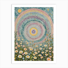 Rainbow Swirl Daisies Art Print