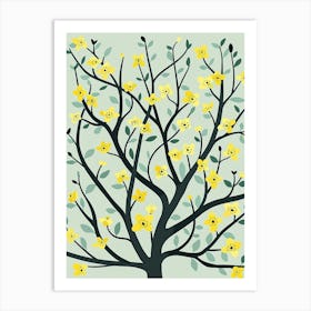 Paulownia Tree Illustration Flat 4 Art Print