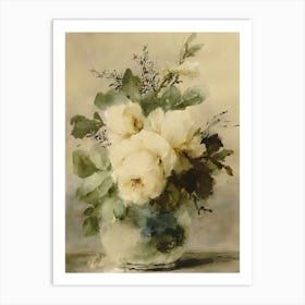 White Roses In A Vase 6 Art Print