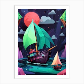 Ship In The Sea 2 Art Print