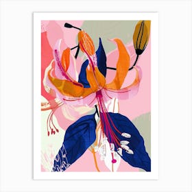 Colourful Flower Illustration Fuchsia 2 Art Print