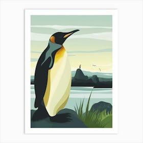 King Penguin Laurie Island Minimalist Illustration 3 Art Print