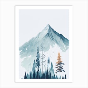 Mountain And Forest In Minimalist Watercolor Vertical Composition Art Print