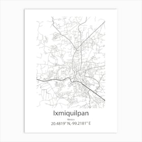 Ixmiquilpan,Mexico Minimalist Map Art Print