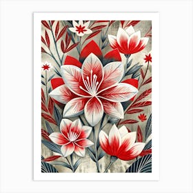 Red And White Flowers 6 Art Print