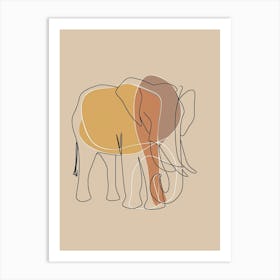 Elephant - Boho, Line Art 3 Art Print