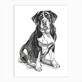 Entlebucher Mountain Dog Line Sketch 2 Art Print