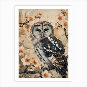 Boreal Owl Japanese Painting 1 Art Print