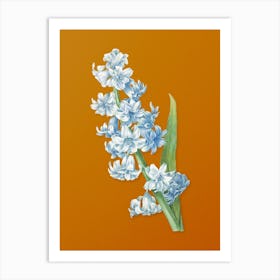 Vintage Oriental Hyacinth Botanical on Sunset Orange Art Print