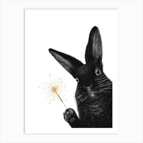 Rabbit With Sparkler Art Print