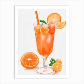 Aperol With Ice And Orange Watercolor Vertical Composition 58 Art Print