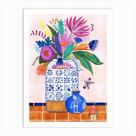 Still Life Love Potion Day of the Dead Floral Mexican Tiles Art Print