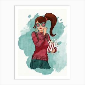 Girl With Popcorn Art Print