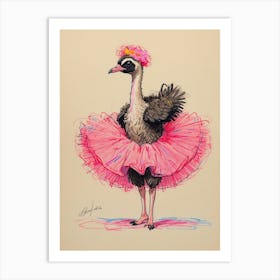 Ostrich In Pink Tutu 1 Art Print