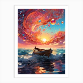 Boat In The Ocean 1 Art Print