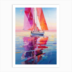 Sailboat At Sunset 18 Art Print