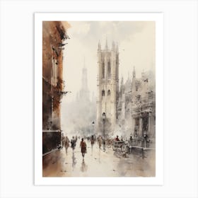 Watercolor Of A City Art Print