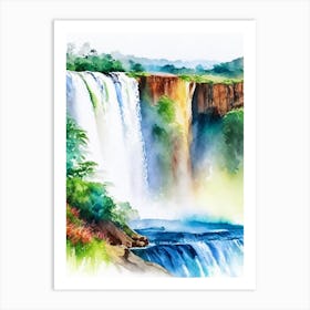 Iguazu Falls Of The South, Argentina Water Colour  (3) Art Print