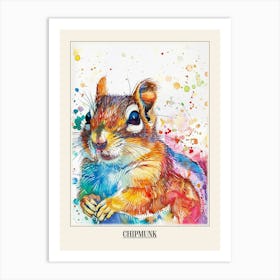 Chipmunk Colourful Watercolour 4 Poster Art Print