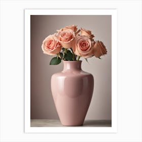 A Vase Of Pink Roses 69 Art Print