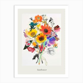 Sunflower 1 Collage Flower Bouquet Poster Art Print