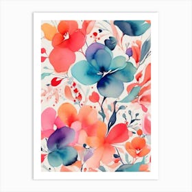 Watercolor Floral Pattern Art Print