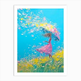 Girl With Umbrella Art Print