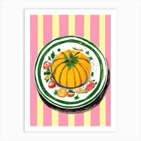 A Plate Of Pumpkins, Autumn Food Illustration Top View 62 Art Print