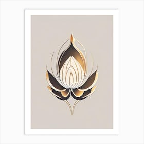 Sacred Lotus Retro Minimal 2 Art Print