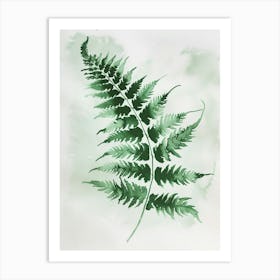 Green Ink Painting Of A Autumn Fern 3 Art Print