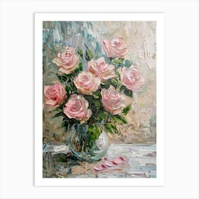 Pink Roses In A Vase 3 Art Print