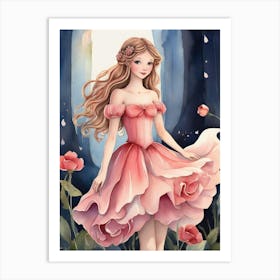 Fairytale Girl In Pink Dress 1 Art Print