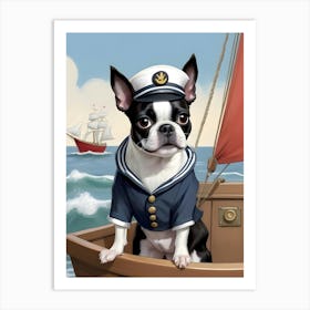 Boston Terrier Sailor-Reimagined 12 Art Print