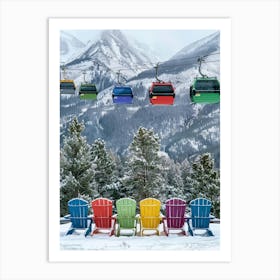 Colorful Chairs In The Snow Art Print