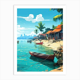 Phu Quoc, Vietnam, Flat Illustration 1 Art Print