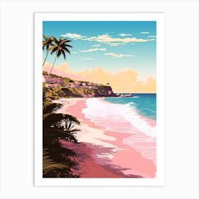 An Illustration In Pink Tones Of  Grand Anse Beach Grenada 4 Art Print