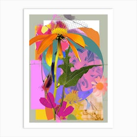 Black Eyed Susan 2 Neon Flower Collage Art Print