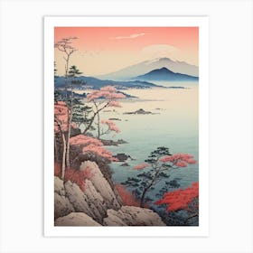 Lake Biwa In Shiga, Ukiyo E Drawing 2 Art Print