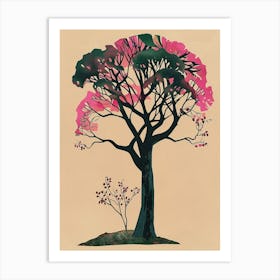 Ebony Tree Colourful Illustration 4 Art Print