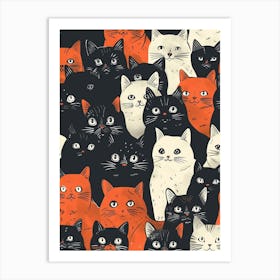 Perfectly Repeatable Artwork With Cute Cat Faces 52 Art Print