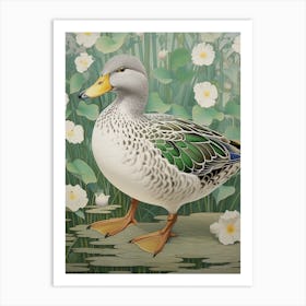 Ohara Koson Inspired Bird Painting Mallard Duck 2 Art Print