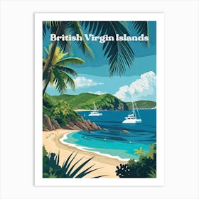 British Virgin Islands Yachting Digital Travel Illustration Art Print