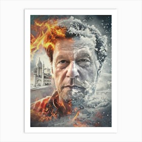 Imran Khan portrait (flames and breeze) Art Print