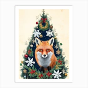 William Morris Christmas Fox Art Print