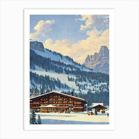 Alta Badia, Italy Ski Resort Vintage Landscape 1 Skiing Poster Art Print